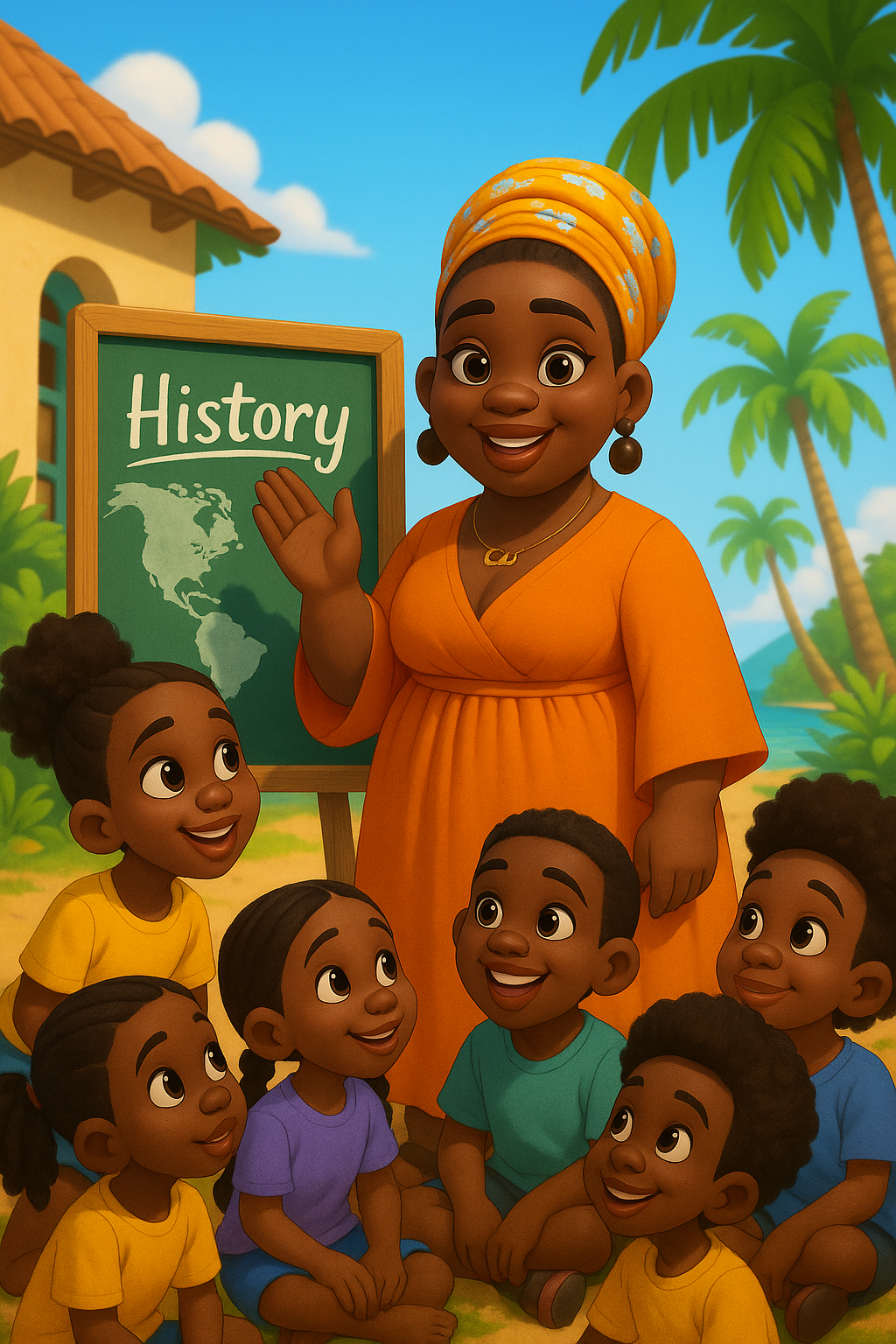 Aunty Chichi guiding families to the bookstore